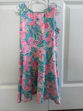 Girls' Kristen Lilly Pulitzer Turquoise & Pink Floral One-Piece Dress